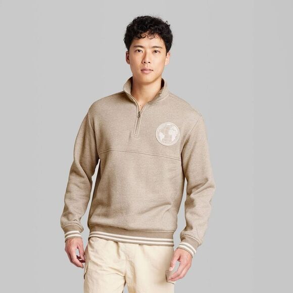 Original Use -  Men's Quarter Length Zipper Fleece Sw Tan - Picture 2 of 3